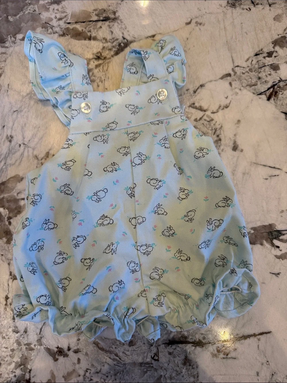 Baby Light Blue Bunny Print Romper